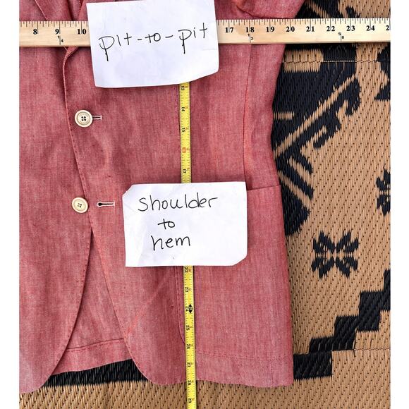 Alessandro Tellini x Geremia | Men's Italian Linen Wool Blazer Red Sz US Large - Picture 9 of 9